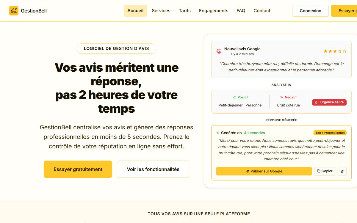 Aperçu du projet Gestionbell